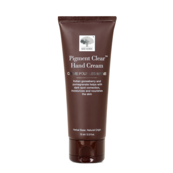 New Nordic Pigment Clear™ Hand Cream, brightens and evens skin tone with sunflower oil, Indian gooseberry, mulberry, and astaxanthin.