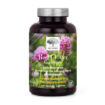 New Nordic Red Clover Gummies help women cope with the signs of menopause with red clover extract, vegan formula, and strawberry-raspberry flavor. Image of product.
