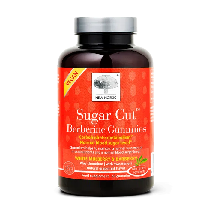 How to Lose Weight Naturally 4 New Nordic Sugar Cut Gummies help maintain normal blood sugar and calorie metabolism, featuring chromium in a sugar-free vegan formula with a refreshing grapefruit flavor. Image of product.