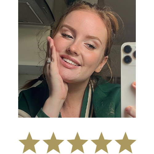 Sugar Cut™ Berberine 1 Woman smiling with five stars displayed underneath.