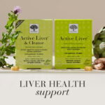 Image of New Nordic Active Liver™ and Active Liver™ & Cleanse tablets showing the yellow product boxes surrounded by ingredients and the text Liver Health Support