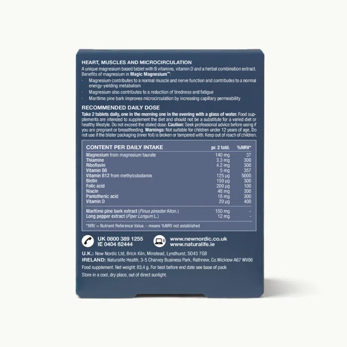 Back of Magic Magnesium™ Taurate package.
