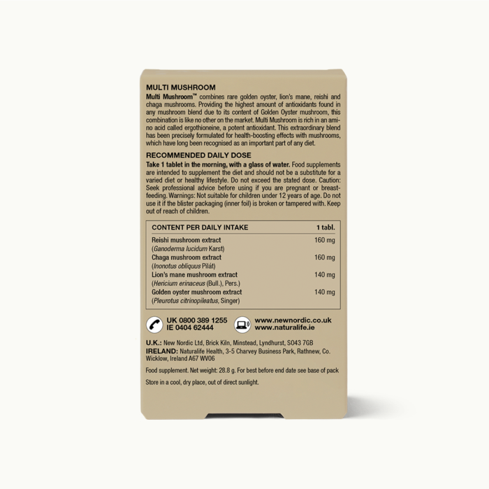 Back of Multi Mushroom™ package.