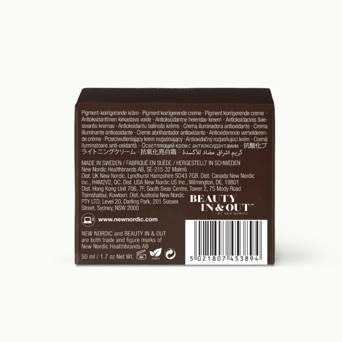 Back of Pigment Clear™ Cream package.