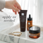 Pigment Clear™ products with focus on the Hand Cream and the text Apply as needed.