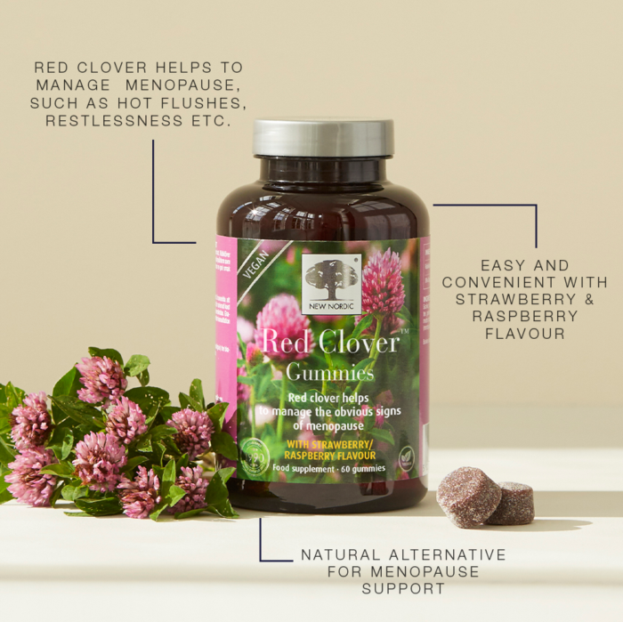 Red Clover™ Gummies package with health claims.