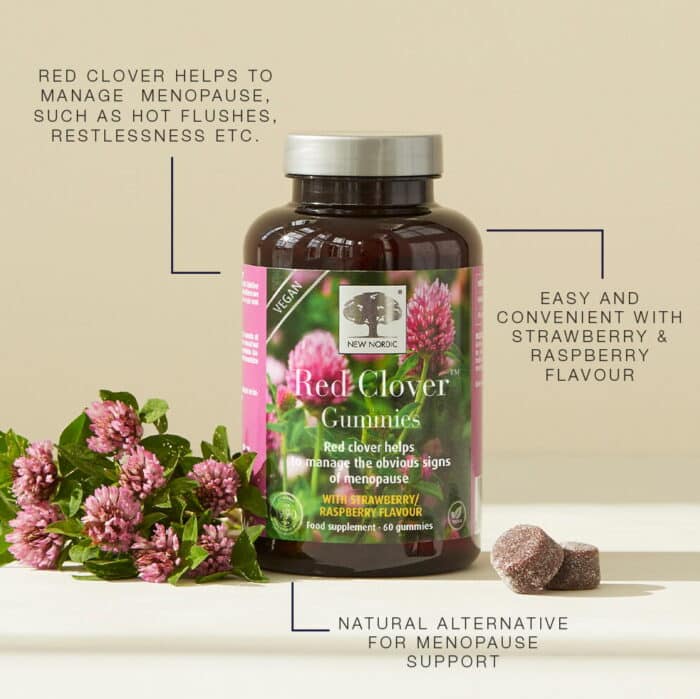 Red Clover™ Gummies package with health claims.