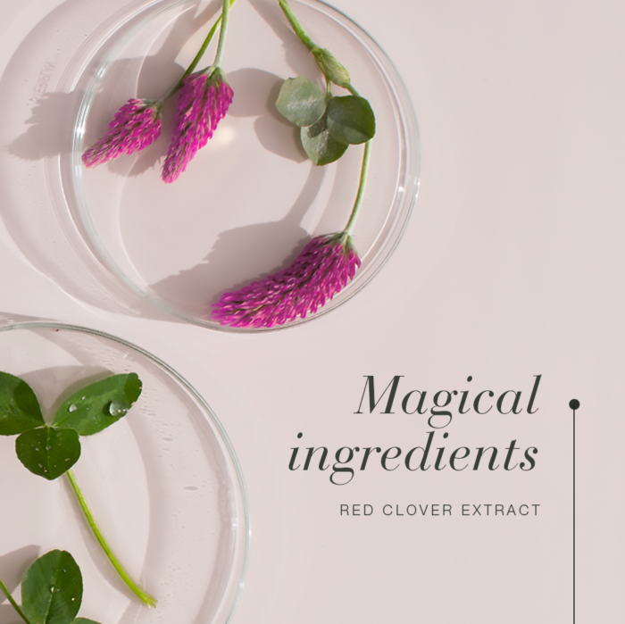 Ingredients in petri dishes with ingredient list.