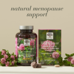 Red Clover™ box and Red Clover™ gummies package with plants around.