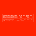 Ingredient table showing daily intake and amounts of white mulberry leaf and barberry fruit extracts with chromium.