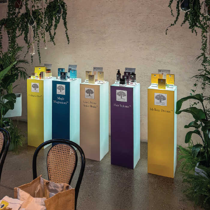 Herbal Schools 8 New Nordic products displayed at the herbal school event.