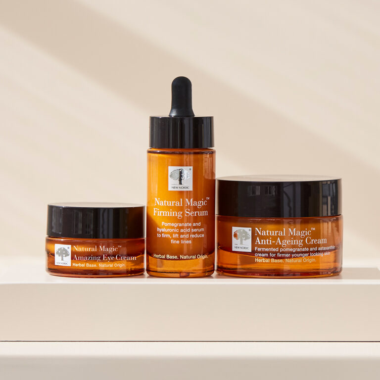 Natural Magic skin care range on podium