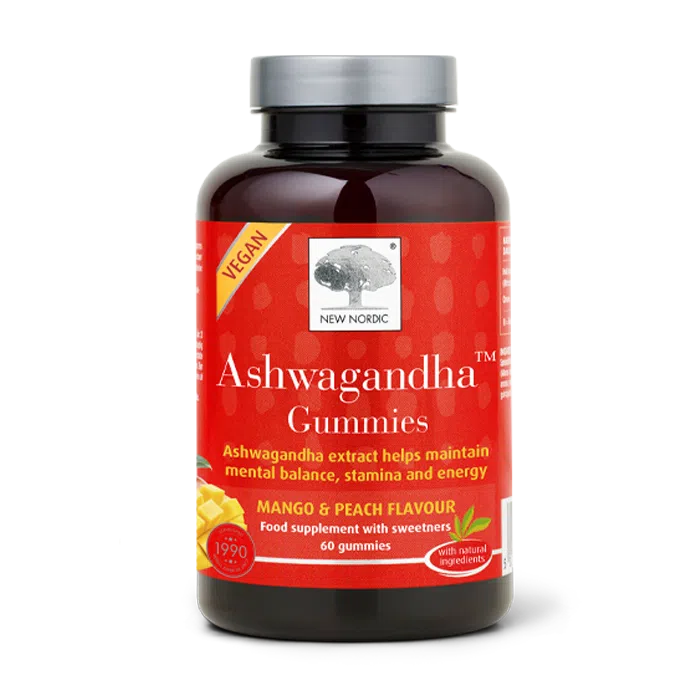 Ashwagandha™ Gummies, vegan mango-peach gummies, help maintain mental balance, stamina, and energy in an easy, convenient form.