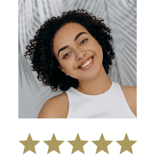 Gastro Health™ Anti-Bloat 12 Woman smiling with five stars beneath