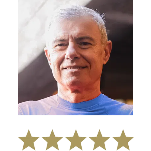 Calcium Mega™ 13 Man smiling with five stars beneath