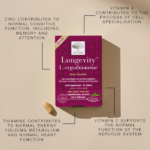 Longevety L-ergothioneine Supplement box with health claims