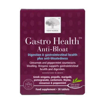 New Nordic Gastro Health Anti-Bloat™ helps maintain digestion and reduce bloating with natural herbs.
