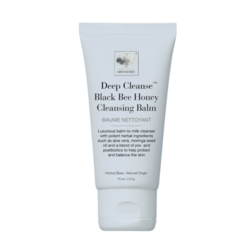 The New Nordic Deep Cleanse™ Black Bee Honey Cleansing Balm helps maintain balanced skin with honey, aloe vera and moringa.
