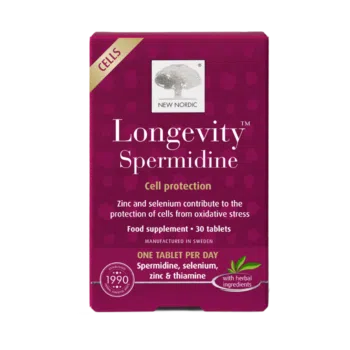 New Nordic Longevity™ Spermidine helps maintain cell protection and energy metabolism with selenium and thiamine.