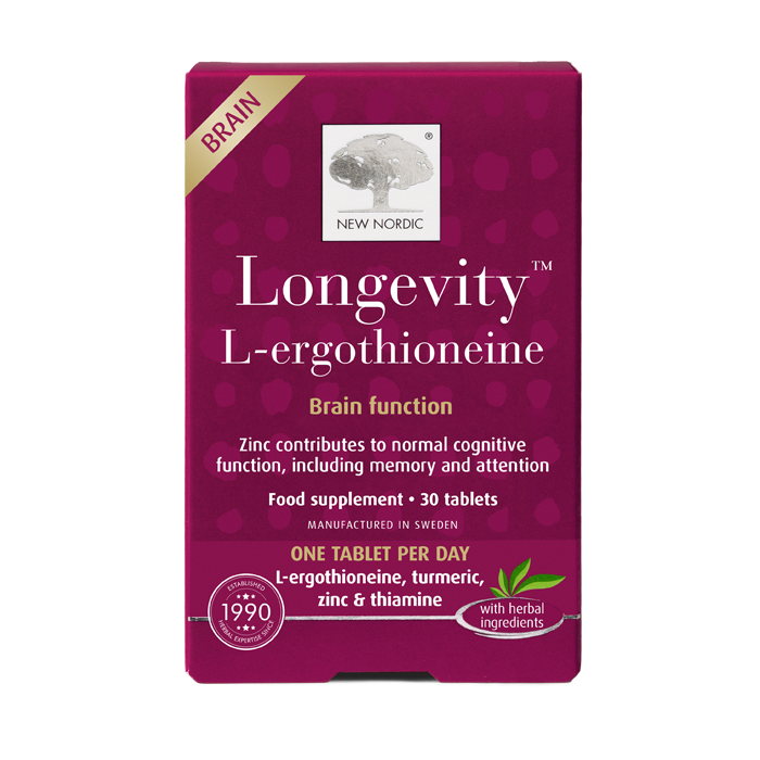 How Herbal-Based Longevity Supplements Can Support Healthy Ageing Naturally 6 New Nordic Longevity™ L-ergothioneine helps maintain cell and cognitive health with zinc, vitamin C and thiamine.