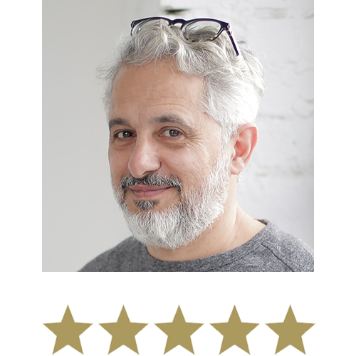 Sugar Cutâ„¢ Berberine Mega Strength 10 Man smiling with five stars beneath