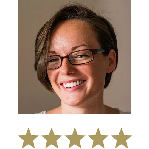 Active Joints™ Collagen Type II 10 Woman smiling with five stars beneath