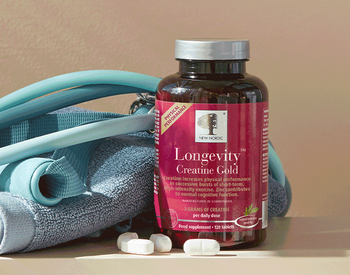 New Nordic Longevity™ supplement range shown in a series of active lifestyle settings.