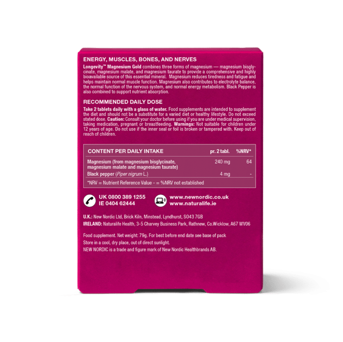 Back of Longevity™ Magnesium Gold.